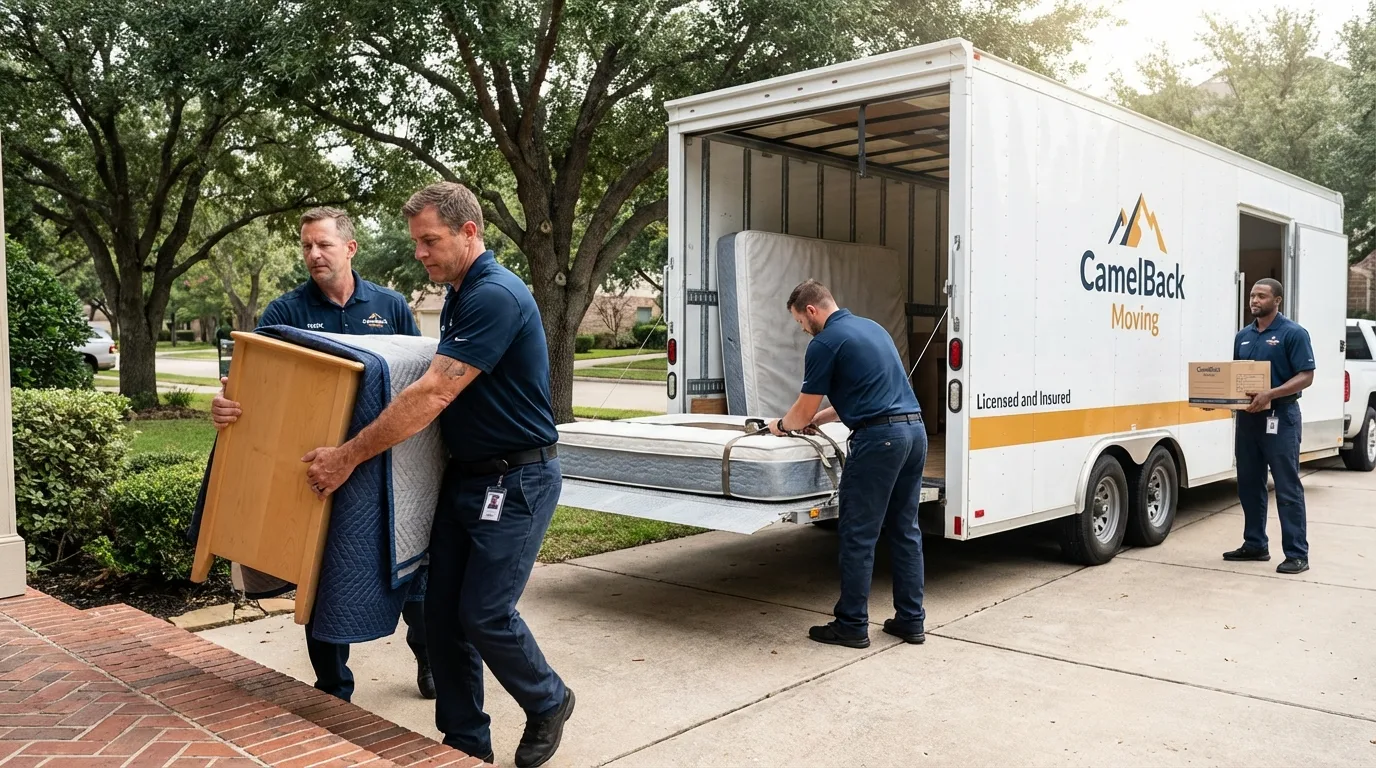 Crew loading residential truck for cross-state move from Ashton, ID