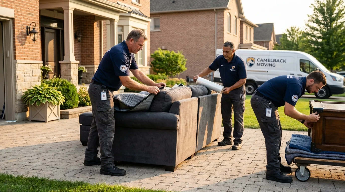 Large estate moving crew wrapping furniture in Ashton, ID